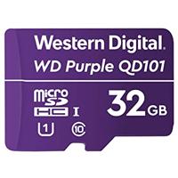 MEMORIA WD PURPLE SC QD101 MICRO SDHC 32GB VIDEOVIGILANCIA 24/7 CLASE 10 U1 LECT 50MB/S ESC 40MB/S WDD032G1P0C - 