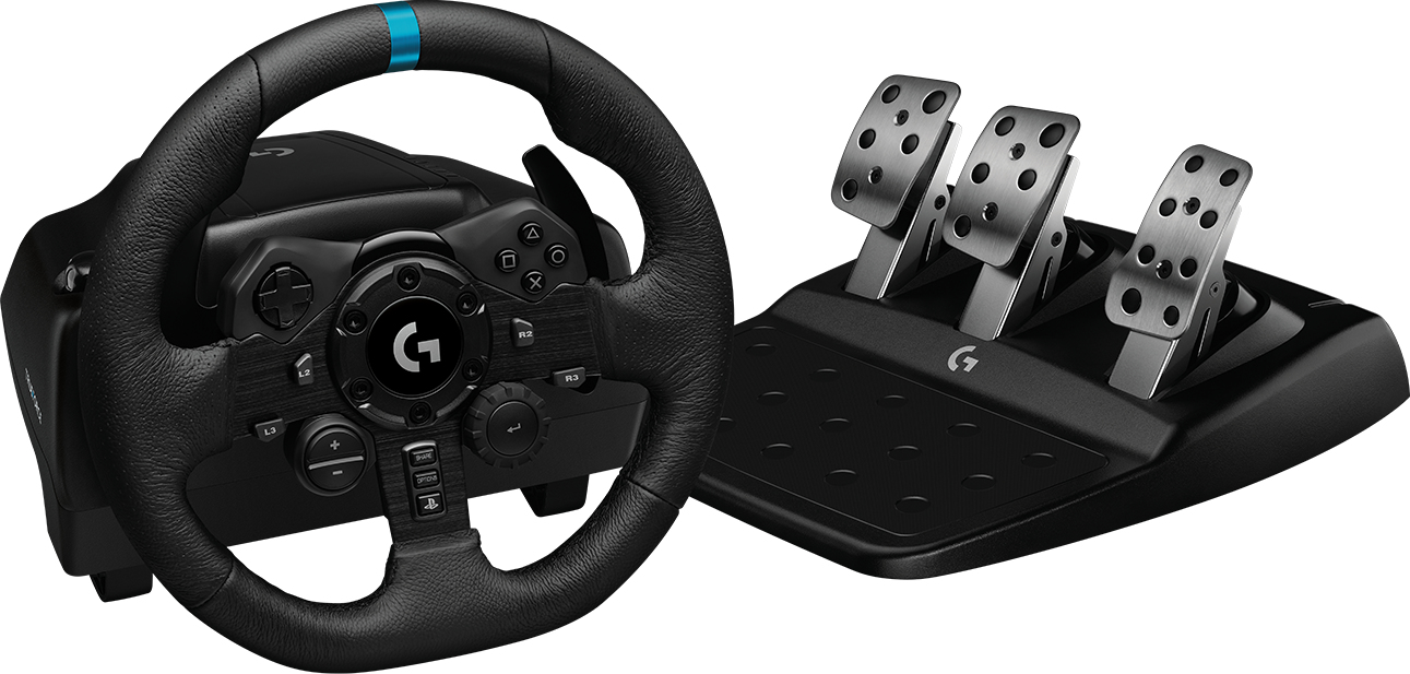Control Gaming LOGITECH G923 - Volante y Pedal, PC, PlayStation, Alámbrico, Negro - 