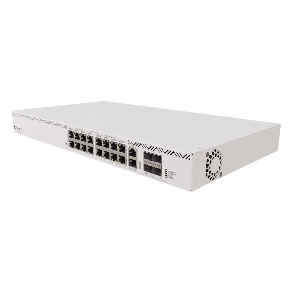 Cloud Router Switch 16 puertos, 8 PoE+ y 8 PoE++, Fuentes redundantes Hot-Swap