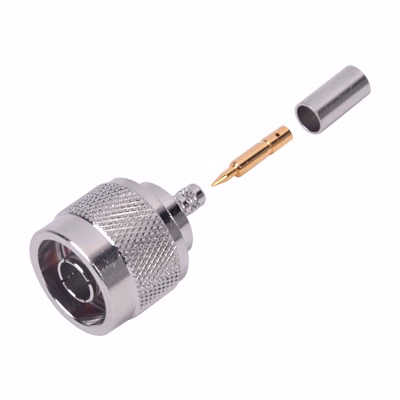 Conector N Macho de Anillo Plegable para Cables Coaxiales LP-142, LP-195, RG-58/U, RG-142/U, LMR-195, Níquel/ Oro/ Teflón.â€&lsaquo;